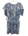 Ro's Garden Size XL Blue & White Cotton Ruffle Short Sleeve Floral Print Dress Blue & White / XL