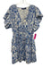Ro's Garden Size XL Blue & White Cotton Ruffle Short Sleeve Floral Print Dress Blue & White / XL