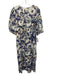 Tuckernuck Size L Blue, Green, Beige Linen & Cotton Short Puff Sleeve Midi Dress Blue, Green, Beige / L