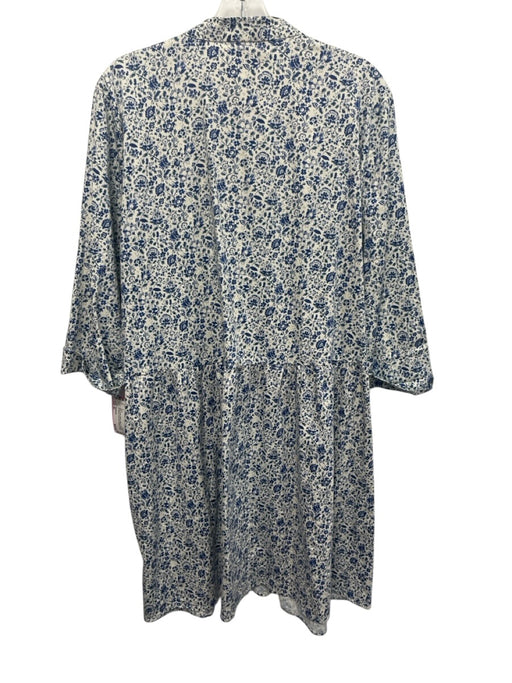 Tuckernuck Size XL Blue, Green, White Cotton & Spandex 3/4 Sleeve Buttons Dress Blue, Green, White / XL