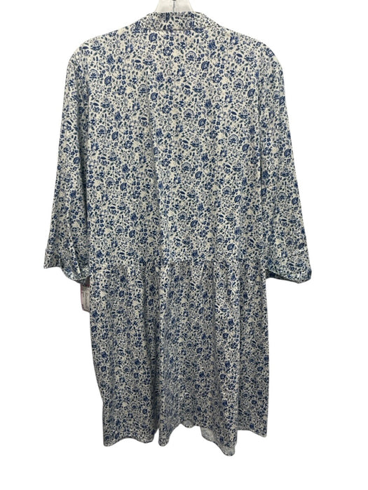 Tuckernuck Size XL Blue, Green, White Cotton & Spandex 3/4 Sleeve Buttons Dress Blue, Green, White / XL
