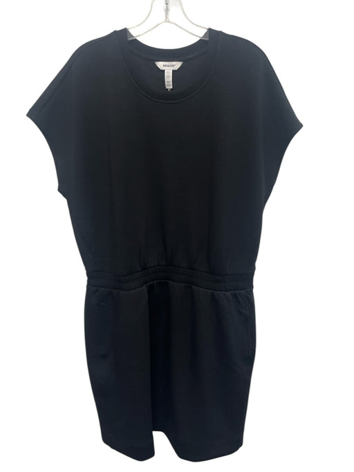 Spanx Size XL Black Modal & Polyester Cap Sleeve Elastic Waist Pockets Dress Black / XL