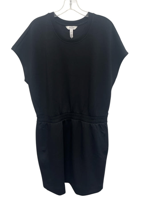 Spanx Size XL Black Modal & Polyester Cap Sleeve Elastic Waist Pockets Dress Black / XL