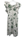 Sugarlips Size XL Green & White Cotton Ruffle Cap Sleeve Floral Print Midi Dress Green & White / XL