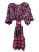 Figue Size XL Black & Pink Cotton Paisley Tassle Detail Long Puff Sleeve Dress Black & Pink / XL