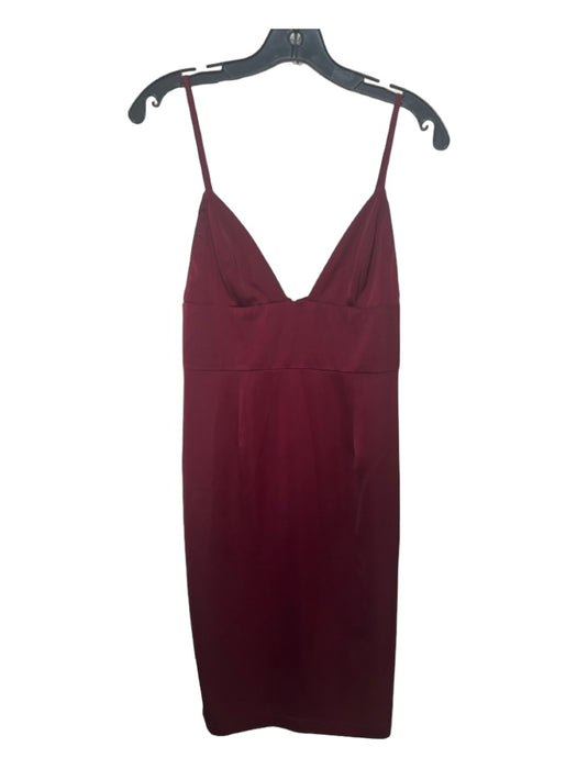 NBD Size S Maroon Red Polyester Spaghetti Strap Sheath Below Knee Dress Maroon Red / S