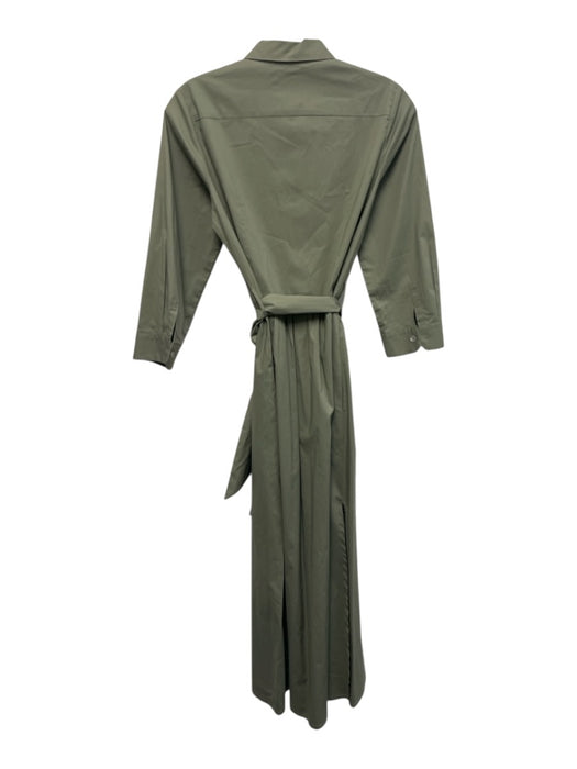 Rosso35 Size 40 Sage green Cotton Blend Long Sleeve Collared Button Front Dress Sage green / 40