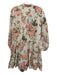 Erdem Size 4 Beige, Pink & Green Linen Abstract Floral 3/4 Balloon Sleeve Dress Beige, Pink & Green / 4