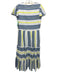 Oliphant Size XXS Blue, Yellow & Black Cotton Short Cap Sleeve Striped Dress Blue, Yellow & Black / XXS