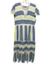Oliphant Size XXS Blue, Yellow & Black Cotton Short Cap Sleeve Striped Dress Blue, Yellow & Black / XXS