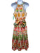 Farm Rio Size XS Orange, Green & Multi Cotton Halter Sun & Geo Print Dress Orange, Green & Multi / XS