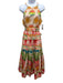 Farm Rio Size XS Orange, Green & Multi Cotton Halter Sun & Geo Print Dress Orange, Green & Multi / XS