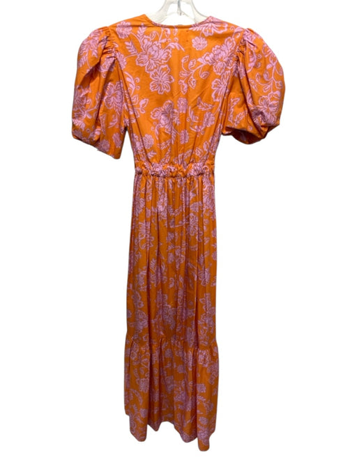 XiRENA Size XS Orange & Pink Cotton 1/2 Balloon Sleeve Floral Abstract Dress Orange & Pink / XS
