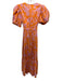 XiRENA Size XS Orange & Pink Cotton 1/2 Balloon Sleeve Floral Abstract Dress Orange & Pink / XS