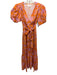 XiRENA Size XS Orange & Pink Cotton 1/2 Balloon Sleeve Floral Abstract Dress Orange & Pink / XS