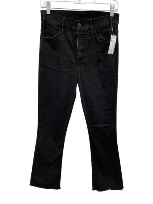 Mother Size 28 Black Cotton Blend Slight Flare Fringe Jeans Black / 28