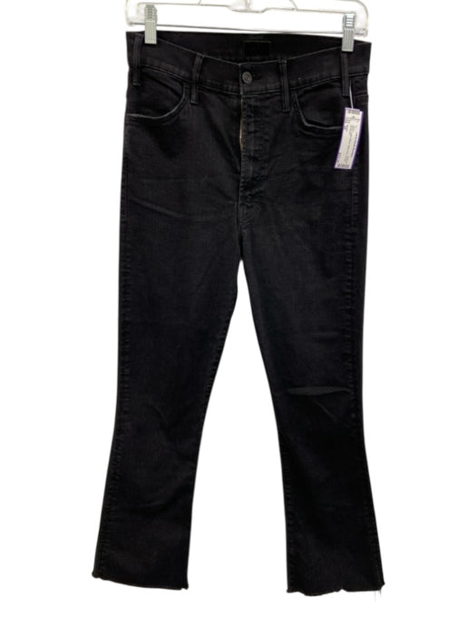 Mother Size 28 Black Cotton Blend Slight Flare Fringe Jeans Black / 28