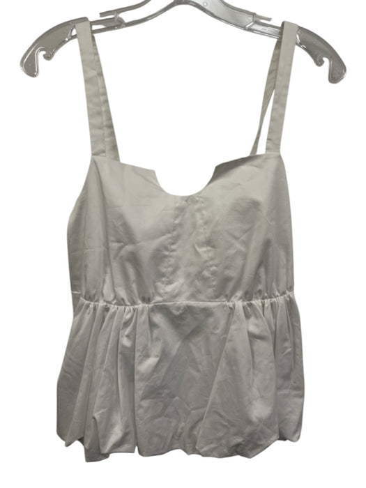 Tibi Size 6 White Cotton Sleeveless Paneled Gathered Detail Tank Top White / 6