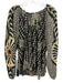 Free People Size M Black, Beige & Brown Cotton Long Balloon Sleeve Floral Top Black, Beige & Brown / M