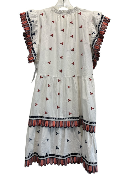 Marie Oliver Size XS White, Pink & Navy Cotton Embroidered Cap Sleeve Dress White, Pink & Navy / XS