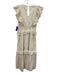 Cleobella Size S White & Cream Cotton Yellow Bead Ruffle Cap Sleeve V Neck Dress White & Cream / S