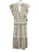 Cleobella Size S White & Cream Cotton Yellow Bead Ruffle Cap Sleeve V Neck Dress White & Cream / S