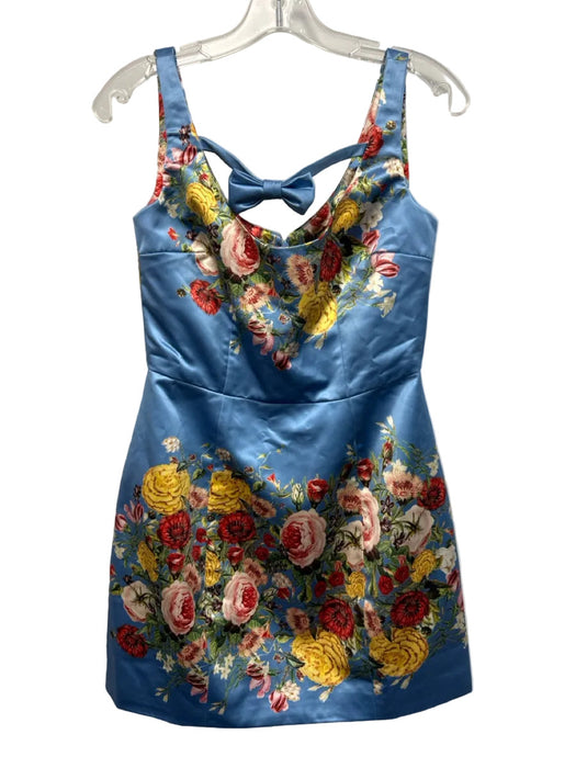 Damaris Bailey Size XS Blue & Multi Polyester Satin Floral Sleeveless Dress