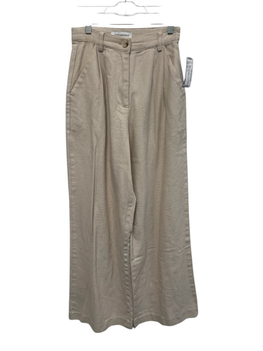 WeWoreWhat Size 00 Beige Cotton Zip Fly High Rise Texture Wide Leg Pants Beige / 00