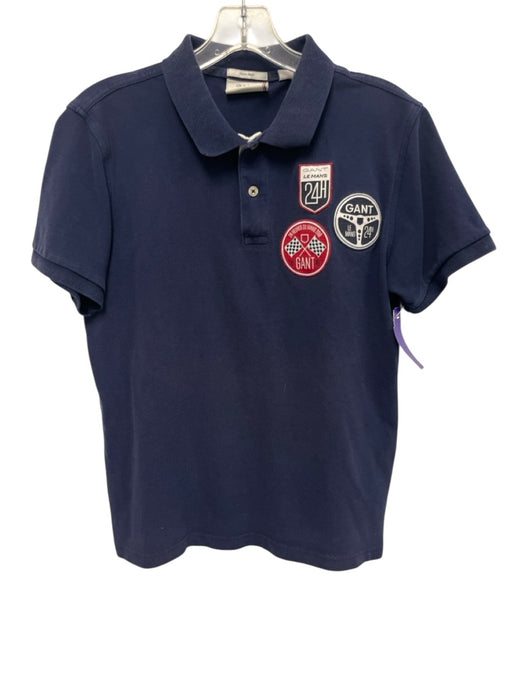 Gant Size M Navy Cotton Blend Solid Polo Patches Men's Short Sleeve Navy / M