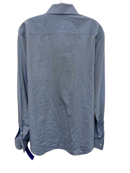 Armani AS IS Size 16 Blue Cotton Solid Button Up Men's Long Sleeve Shirt Blue / 16