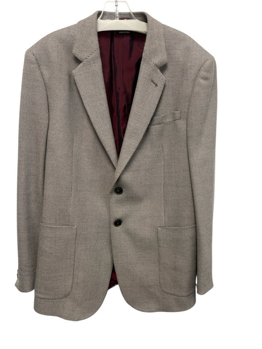 Armani Tan Wool Blend Micro Patch Pocket 2 Button Men's Blazer Tan / 52