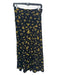 Ganni Size 36 Black & Yellow Viscose Floral Midi Button Front Skirt Black & Yellow / 36