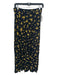 Ganni Size 36 Black & Yellow Viscose Floral Midi Button Front Skirt Black & Yellow / 36