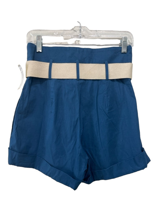 Sea New York Size 4 Blue Viscose Blend High Rise Cuff Pleat Detail Shorts Blue / 4