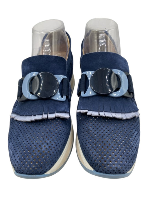 Softwaves Shoe Size 38.5 Blue & Multi Leather Perforated Platform Sneakers Blue & Multi / 38.5