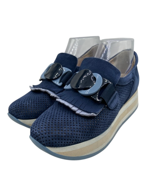 Softwaves Shoe Size 38.5 Blue & Multi Leather Perforated Platform Sneakers Blue & Multi / 38.5