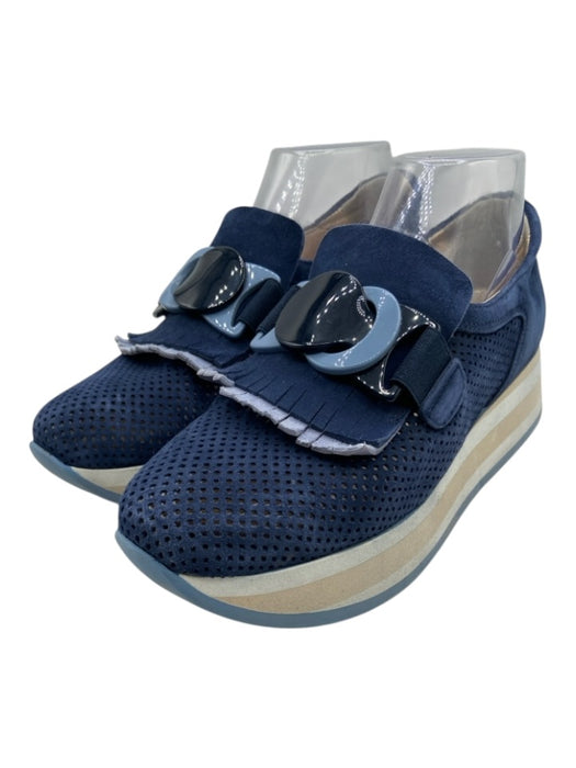 Softwaves Shoe Size 38.5 Blue & Multi Leather Perforated Platform Sneakers Blue & Multi / 38.5
