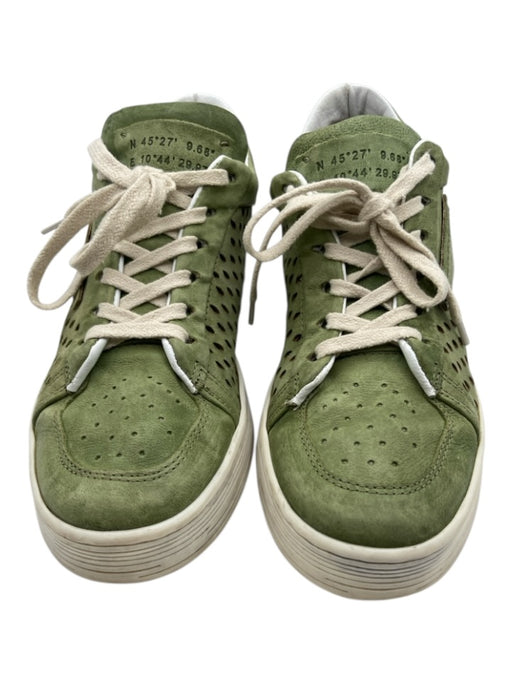 A.S. 98 Shoe Size 38 Green & White Leather Perforated Low Top Lace Up Sneakers Green & White / 38