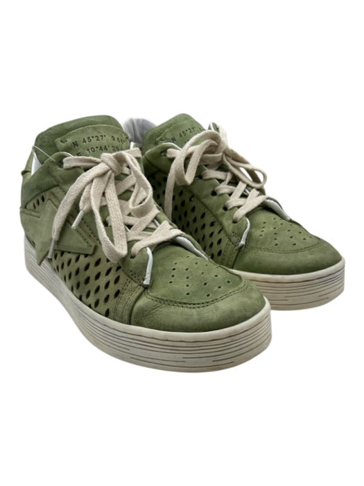 A.S. 98 Shoe Size 38 Green & White Leather Perforated Low Top Lace Up Sneakers Green & White / 38
