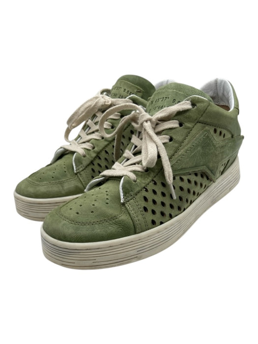 A.S. 98 Shoe Size 38 Green & White Leather Perforated Low Top Lace Up Sneakers Green & White / 38