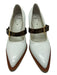 Fendi Shoe Size 39.5 White & Brown Patent Leather Pointed Toe Buckle Pumps White & Brown / 39.5