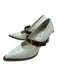 Fendi Shoe Size 39.5 White & Brown Patent Leather Pointed Toe Buckle Pumps White & Brown / 39.5