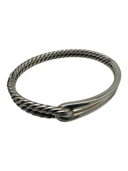 David Yurman Silver 925 Sterling Silver Knot Detail Twisted Cable Bracelet Silver