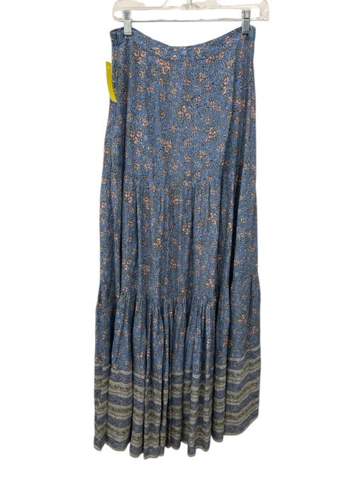 Veronica Beard Size S Blue & Multi Viscose & Cotton Floral Side Zip Maxi Skirt Blue & Multi / S