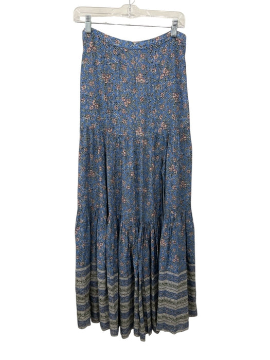 Veronica Beard Size S Blue & Multi Viscose & Cotton Floral Side Zip Maxi Skirt Blue & Multi / S
