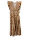Elan Size S Orange & Multi Cotton Floral Ruffle Cap Sleeve V Neck Dress Orange & Multi / S