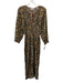 Doen Size S Navy & Multi Cotton Floral Tie Neck Long Sleeve Maxi Dress Navy & Multi / S