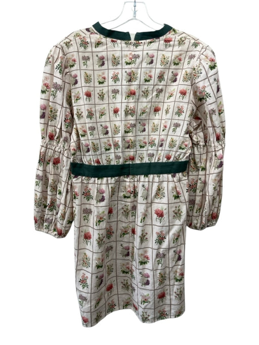 Anna Cate Size M White, Green, Multi Cotton & Linen Long Sleeve Bouquet Dress White, Green, Multi / M