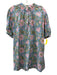 Le Bazar Coastal Size M Blue, Green, Multi Cotton Floral Short Puff Sleeve Dress Blue, Green, Multi / M