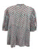 Le Bazar Coastal Size M Blue & Multi Cotton Floral 1/2 Sleeve 1/2 Button Top Blue & Multi / M